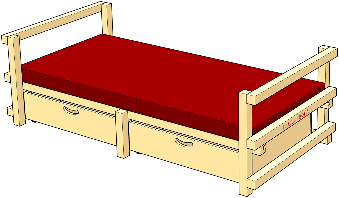 Low Youth Beds: Type 2, with high sides and backrest