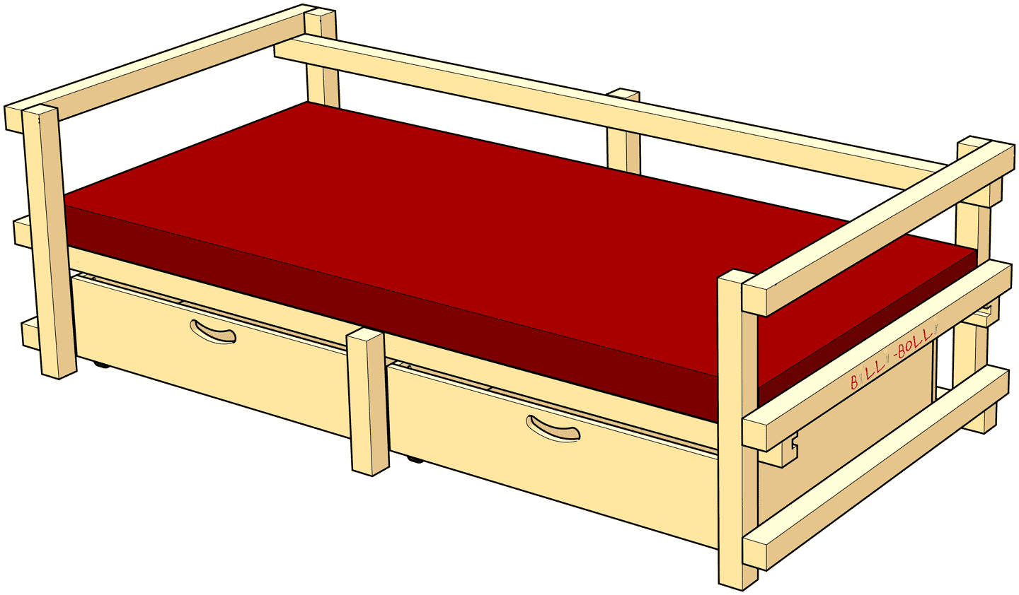 Low Youth Beds: Type 4, with high headboard