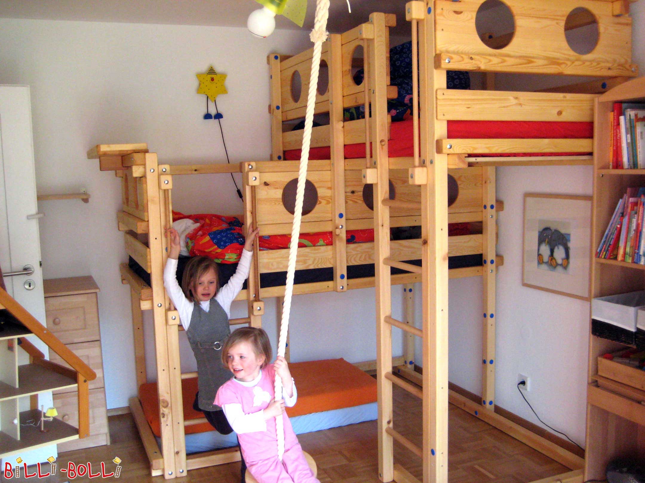 bunk beds with slide and swing