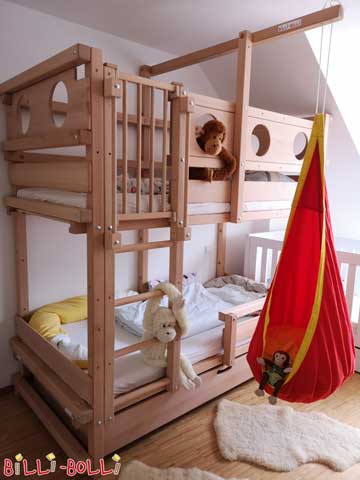 Our bunk bed, depicted here in untreated beech. Equipped with ladder gates to … (Bunk Bed)