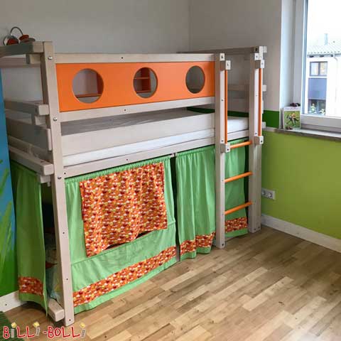 Obojeni polu-potkrovlje, poluetažni krevet u potkrovlju za malu djecu (dječji krevet) od 3 godine (Polu-visinski krevet u potkrovlju)