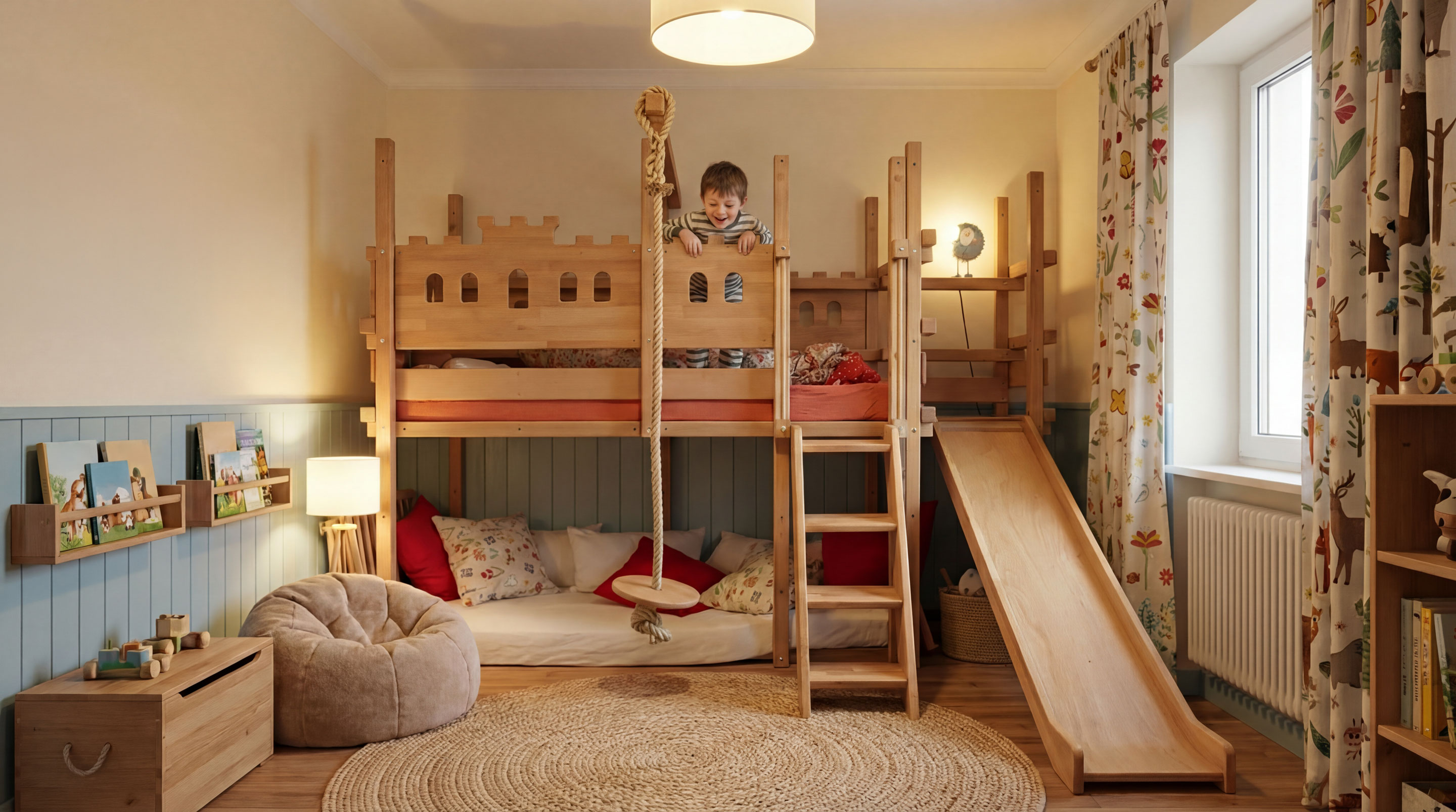 Łóżko na antresoli rosnące wraz z dzieckiem (Niskie łóżka)