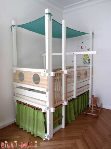 Letto alto che cresce con il bambino, dipinto di bianco, altezza 3 (per bambini a partire da 2 anni) (Letto a soppalco trasformabile)
