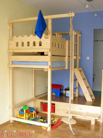 Letto a soppalco da cavaliere per bambini, castello da cavaliere per piccoli cavalieri e principesse in un letto da cavaliere (Letto a soppalco trasformabile)