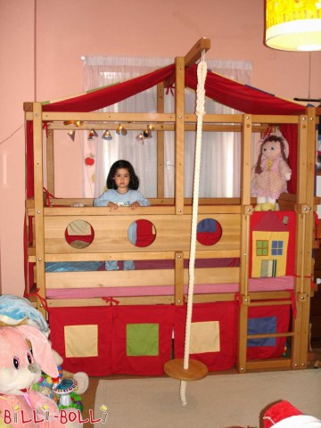 Letto a soppalco per bambini in faggio in altezza per i più piccoli (Letto a soppalco trasformabile)