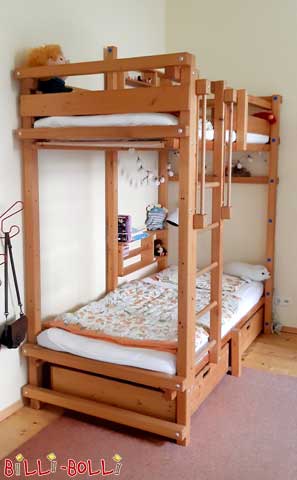 Bunk bed for teenagers, here mattress size 90x190, made of pine-natural wood (Youth Bunk Bed)