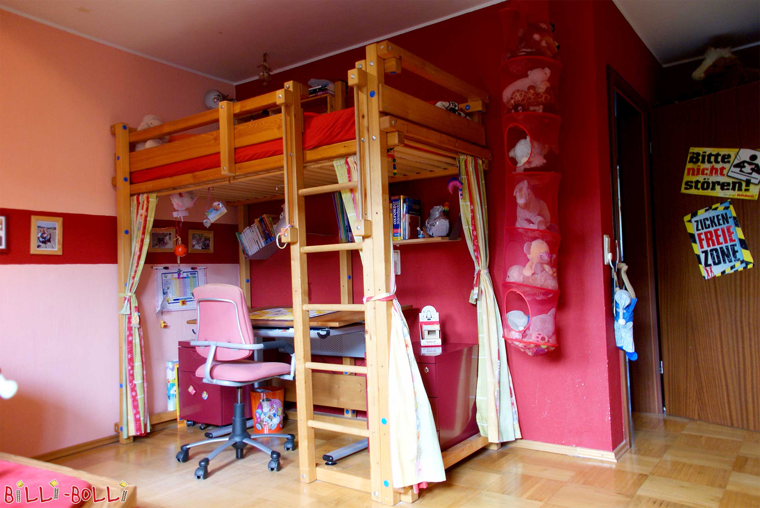 Cama alta juvenil con escritorio / cama juvenil de madera (Cama alta para adolescentes)