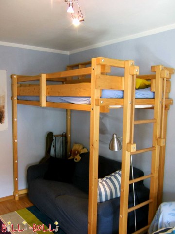 90x200 Jugend-Loftbett, eist Jugendbett fir Teenager (Jugend-Loftbett)