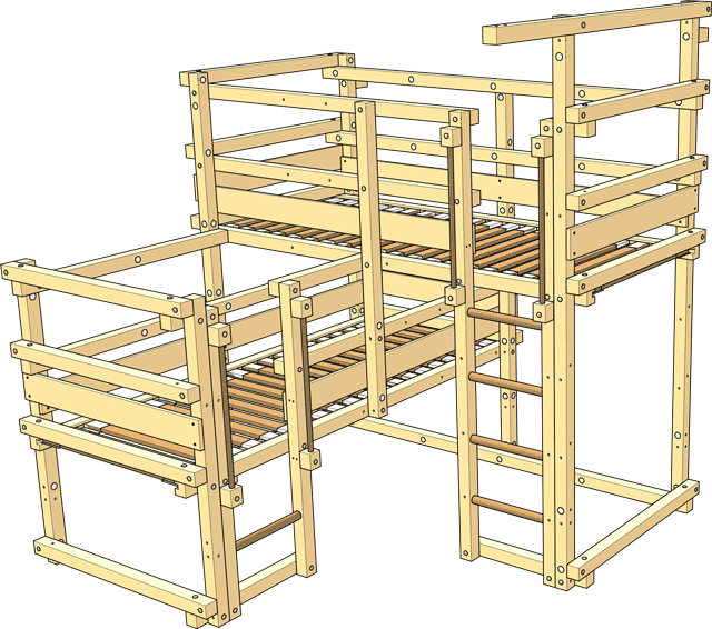 Leveringsomvang Allebij boven stapelbed type 1A