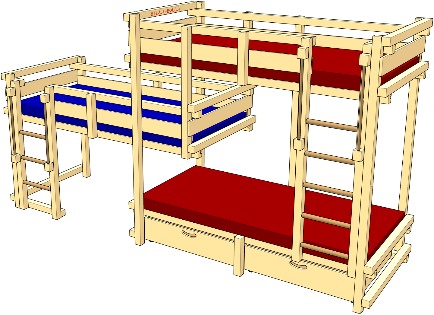 Трехъярусная кровать Тип 1С