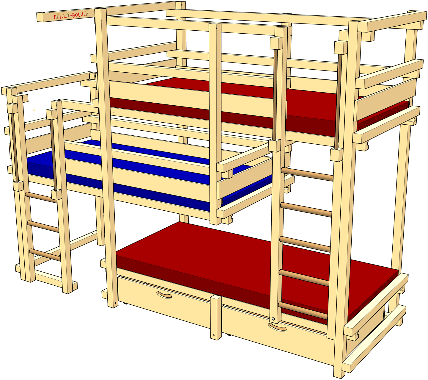 Triple Bunk Beds Type 2B