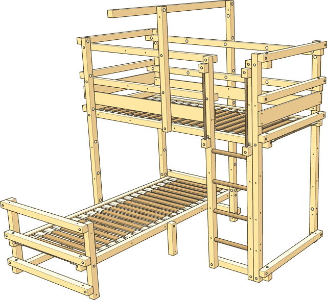 Leveringsomvang Over hoek stapelbed