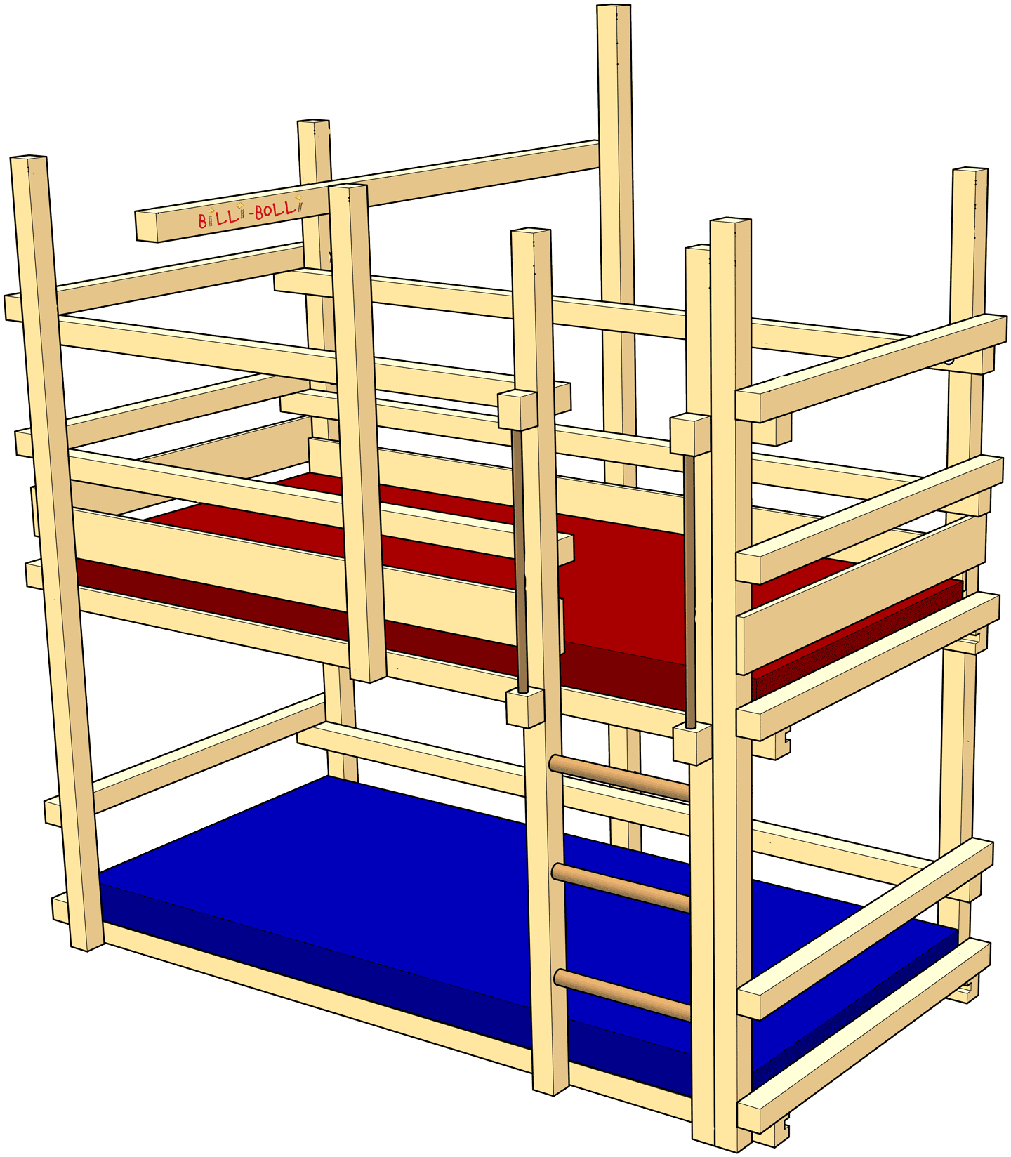 Вариант двухъярусной кровати для маленьких детей