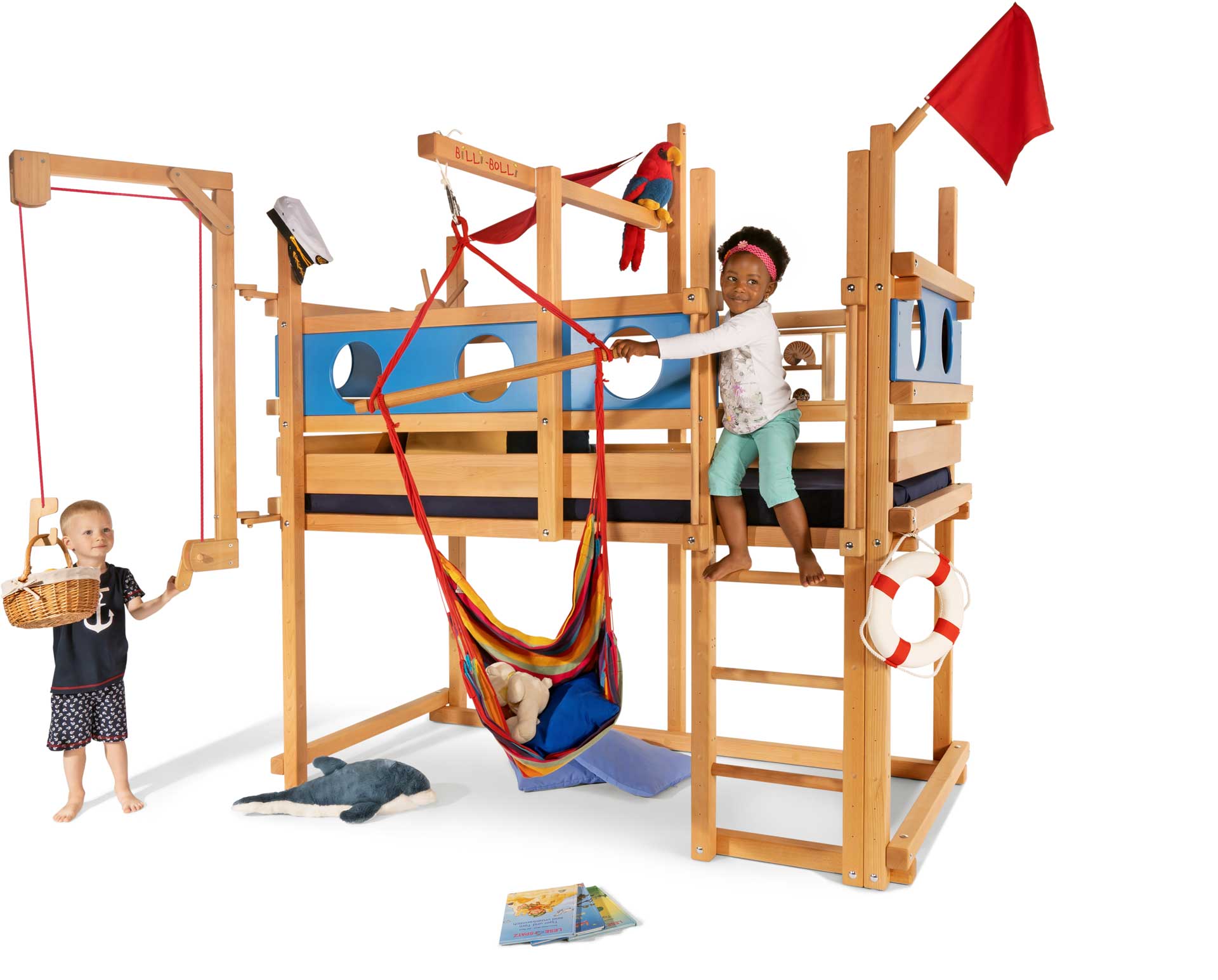 bunk beds with slide and swing