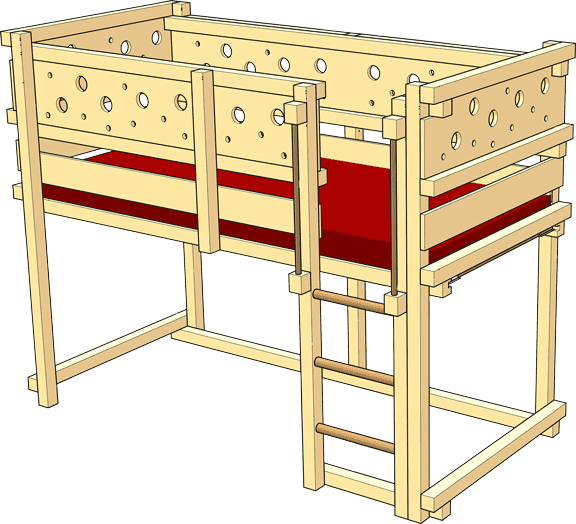 سرير علوي نصف الارتفاع – تم اختبار السلامة (GS) بواسطة TÜV Süd