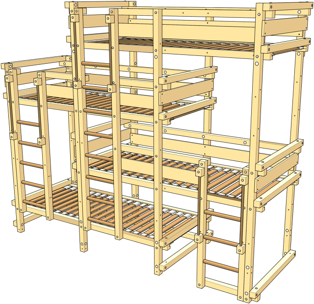 Included in the delivery Bunk Bed Laterally Staggered for Four