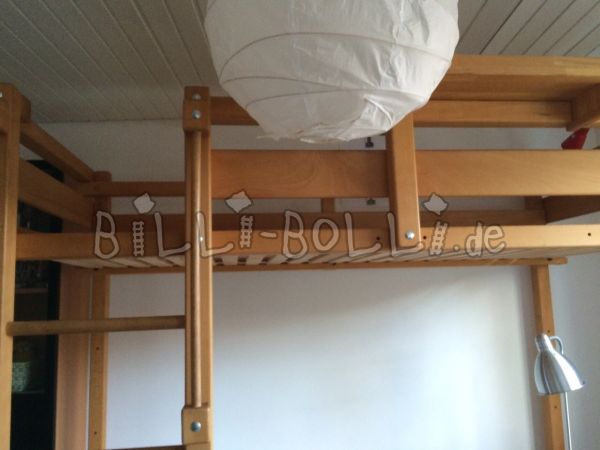 2 youth bunk beds 100x200 cm beech, oil wax treated, with bedside table (Category: second hand loft bed)