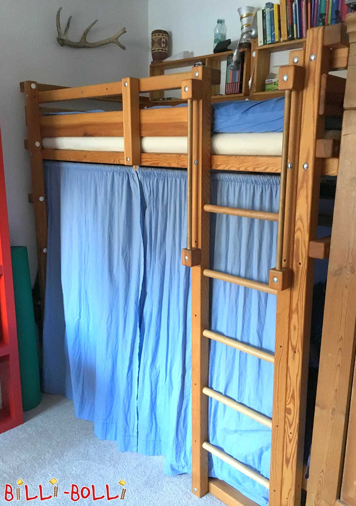 Tempat tidur loteng 2 x yang tumbuh bersama anak, 90 x 190, kayu pinus yang diberi minyak lilin (Kategori: Tempat tidur loteng digunakan)