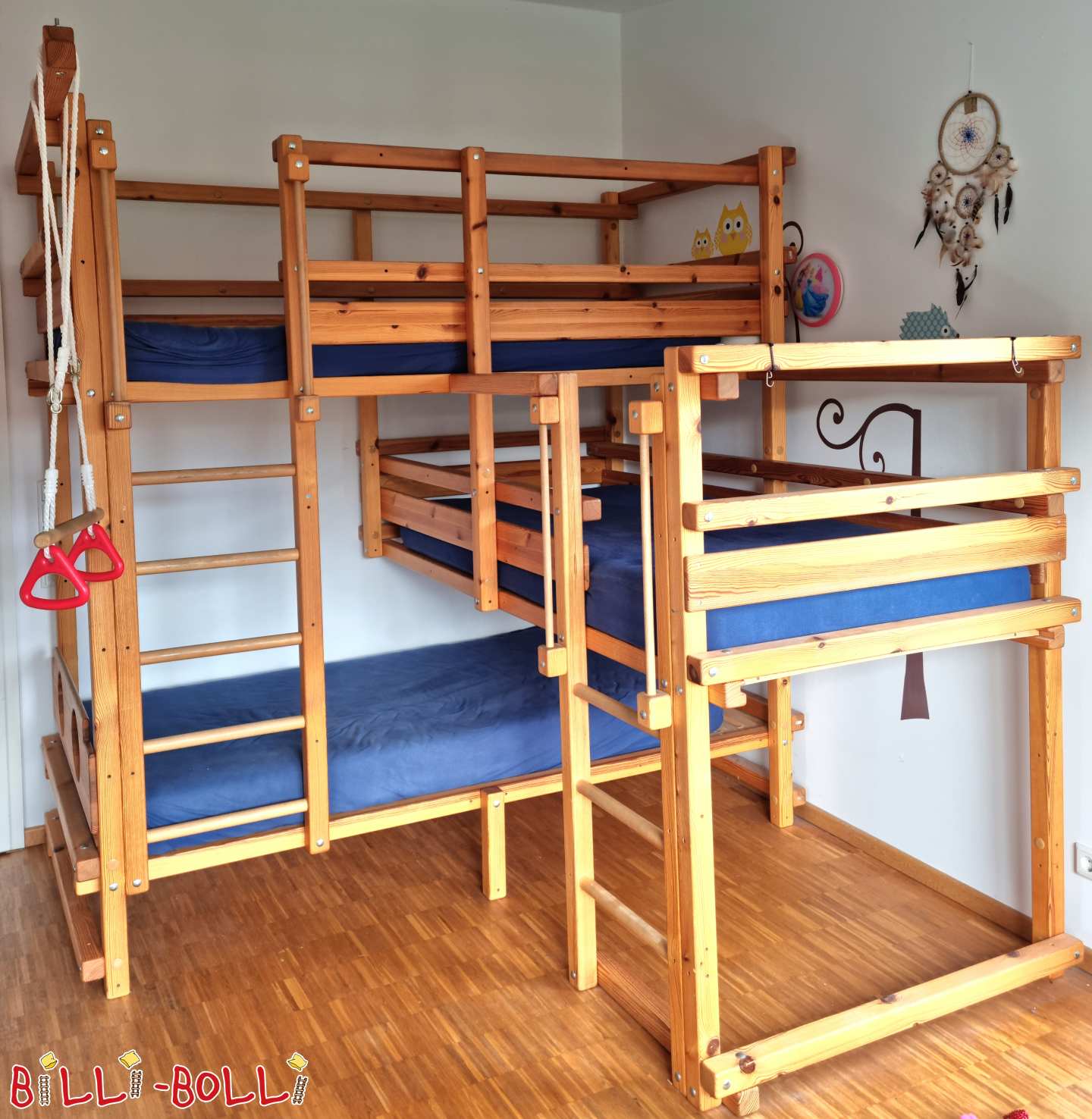 Triple bed type 2A, over corner, oiled-waxed pine in Schwabach (Category: Triple Bunk Beds pre-owned)