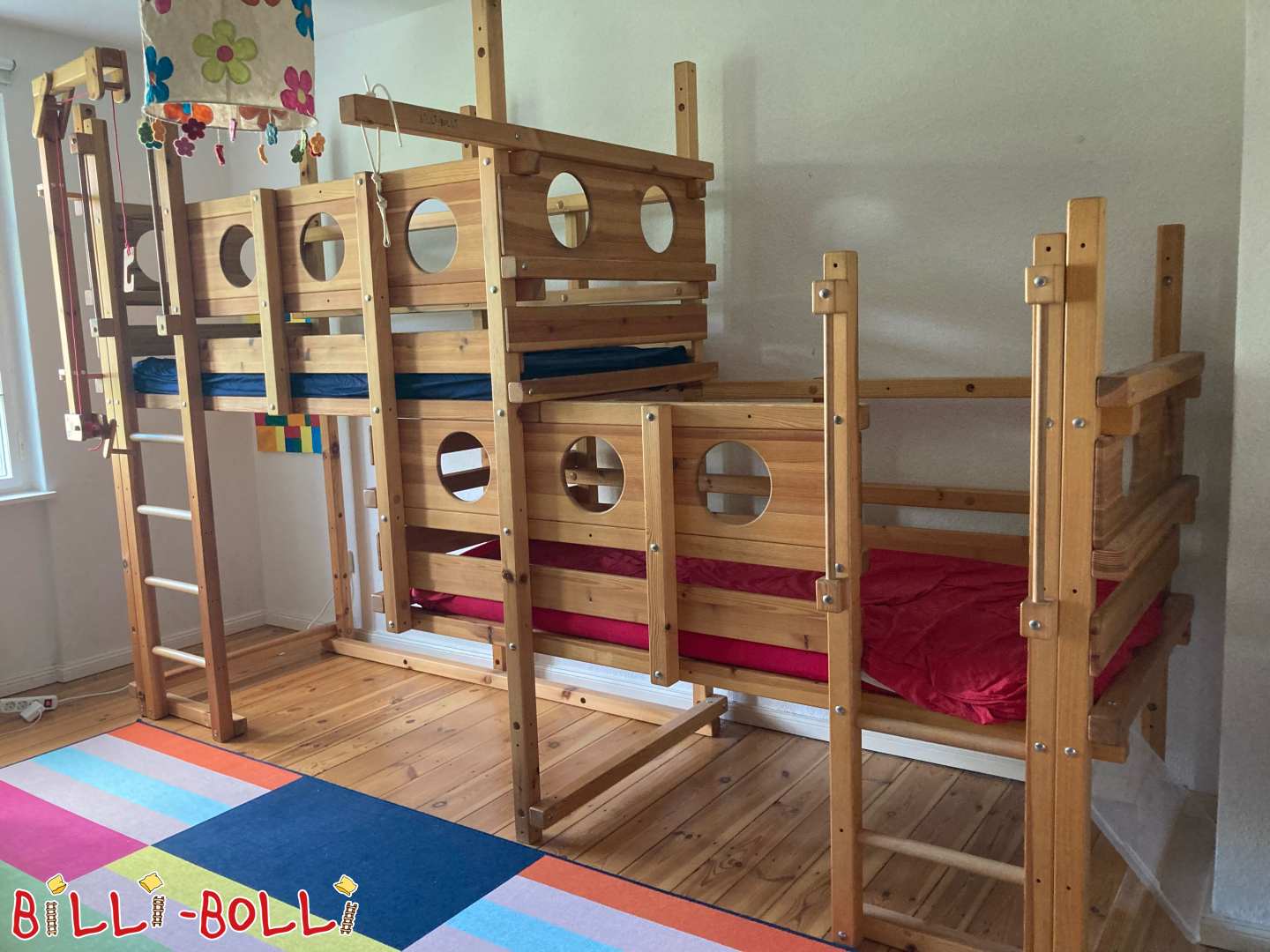 Both-above-bed (2C), pine-oiled, with play crane in Berlin (Category: Both-Up Bunk Beds pre-owned)