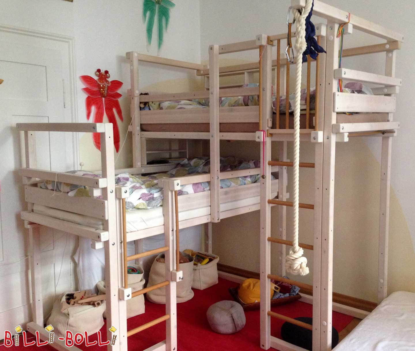 Both-top-bed-3, 90 x 200 cm, pin blanc vitré (Catégorie : meuble enfants de seconde-main)