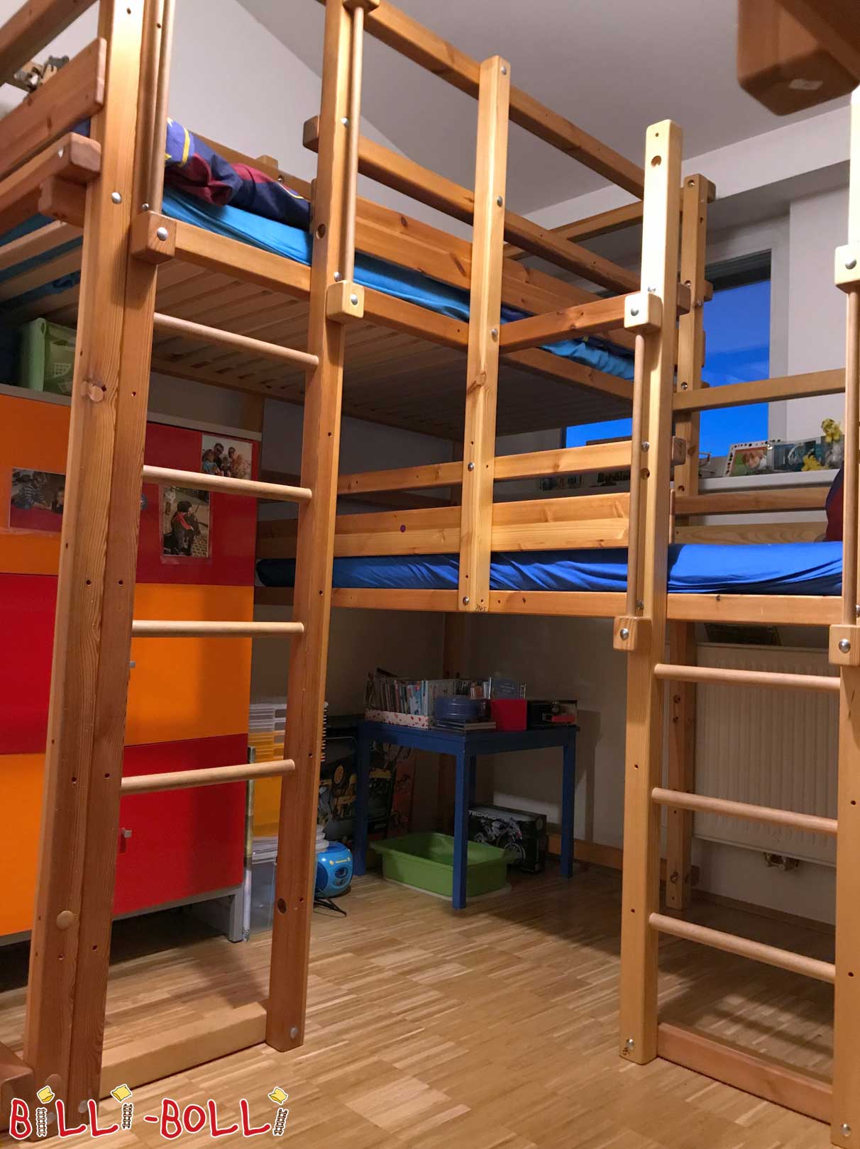 Both-up-bed-7 (2A), 90 x 200 cm, pin-huilé-ciré (Catégorie : meuble enfants de seconde-main)