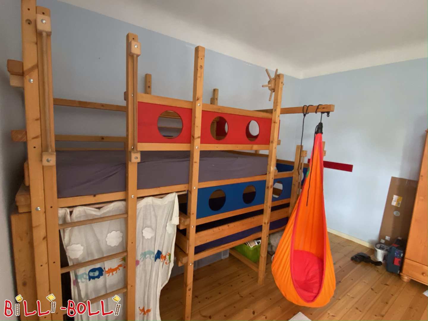 Both upper beds made of spruce with lots of accessories (Category: Both-Up Bunk Beds pre-owned)