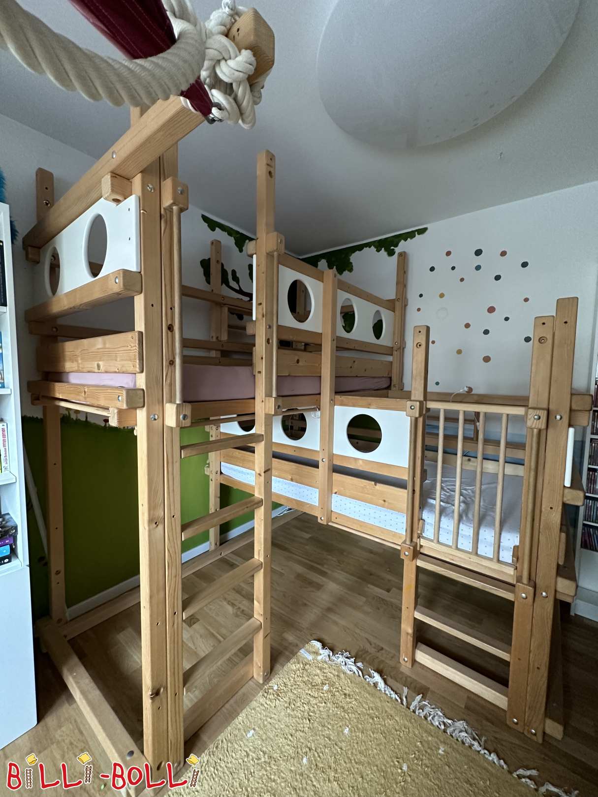 Double-top bed over corner oiled in spruce, near Wiesbaden (Category: Both-Up Bunk Beds pre-owned)