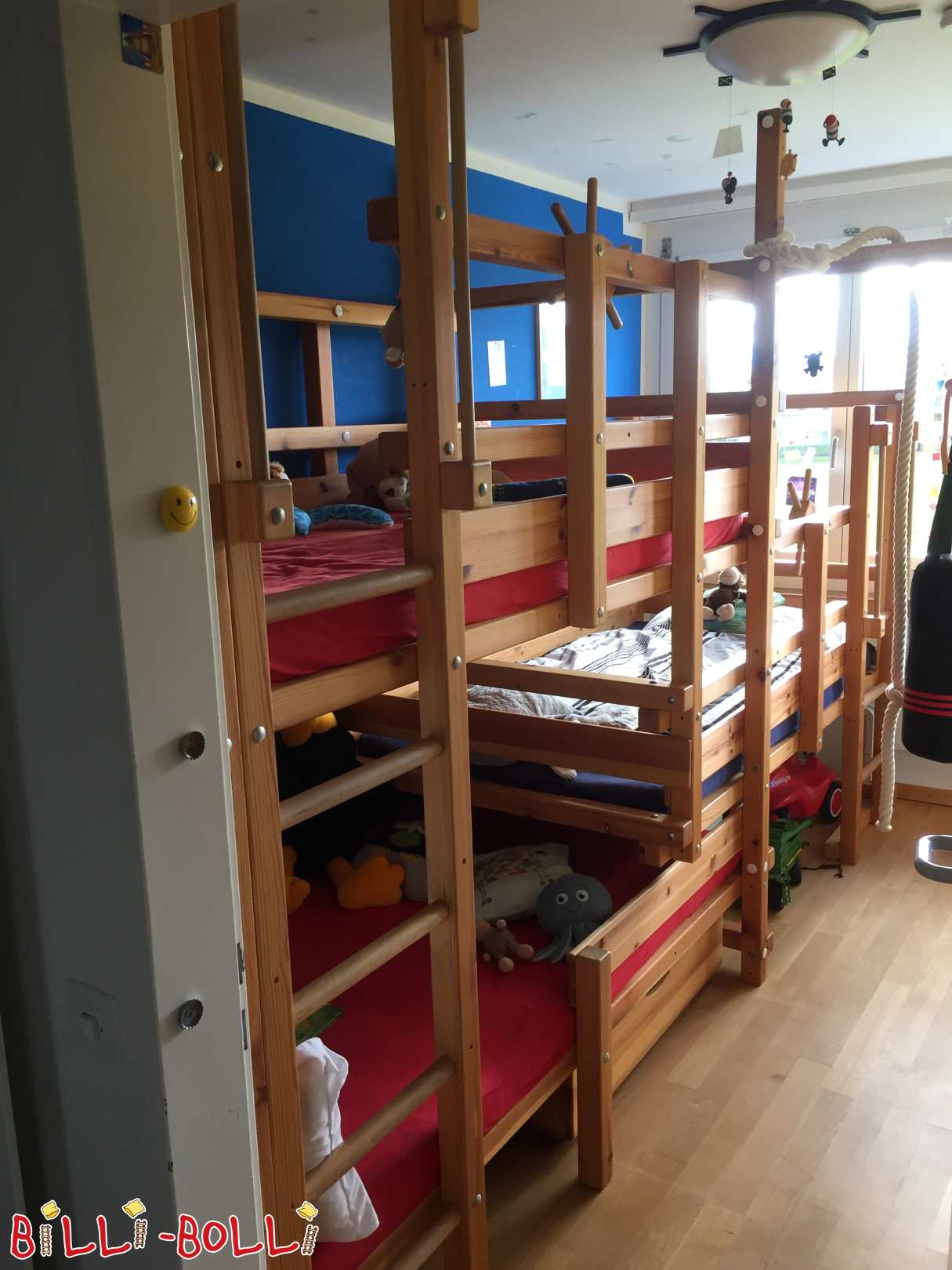 Both-top bed 2C 3/4 variant or triple bunk bed, oiled pine (Category: Both-Up Bunk Beds pre-owned)