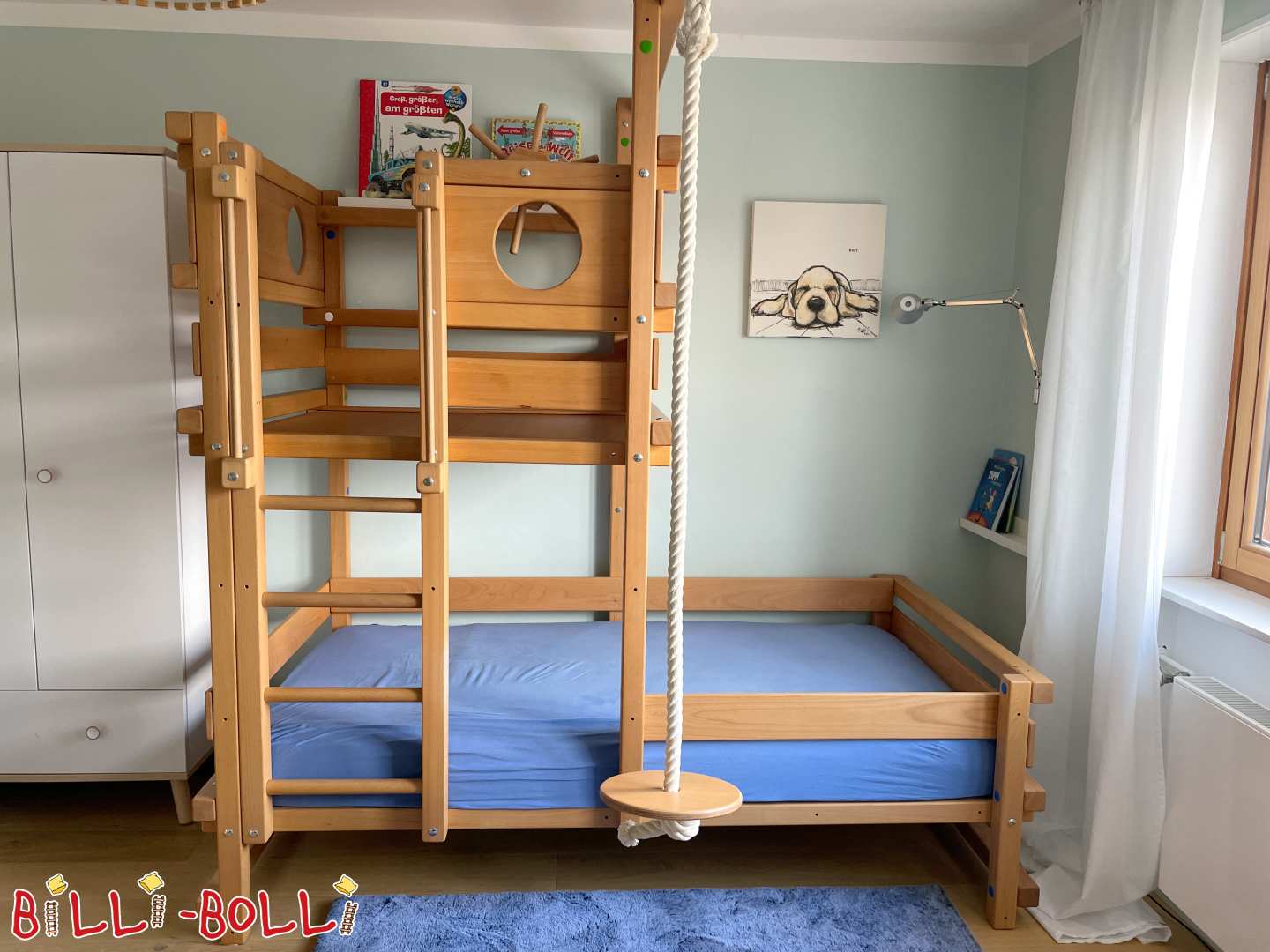 Επικλινές κρεβάτι οροφής, κρεβάτι με πλαίσιο αναρρίχησης, 100x200 cm από οξιά (Κατηγορία: Κεκλιμένο κρεβάτι οροφής μεταχειρισμένο)