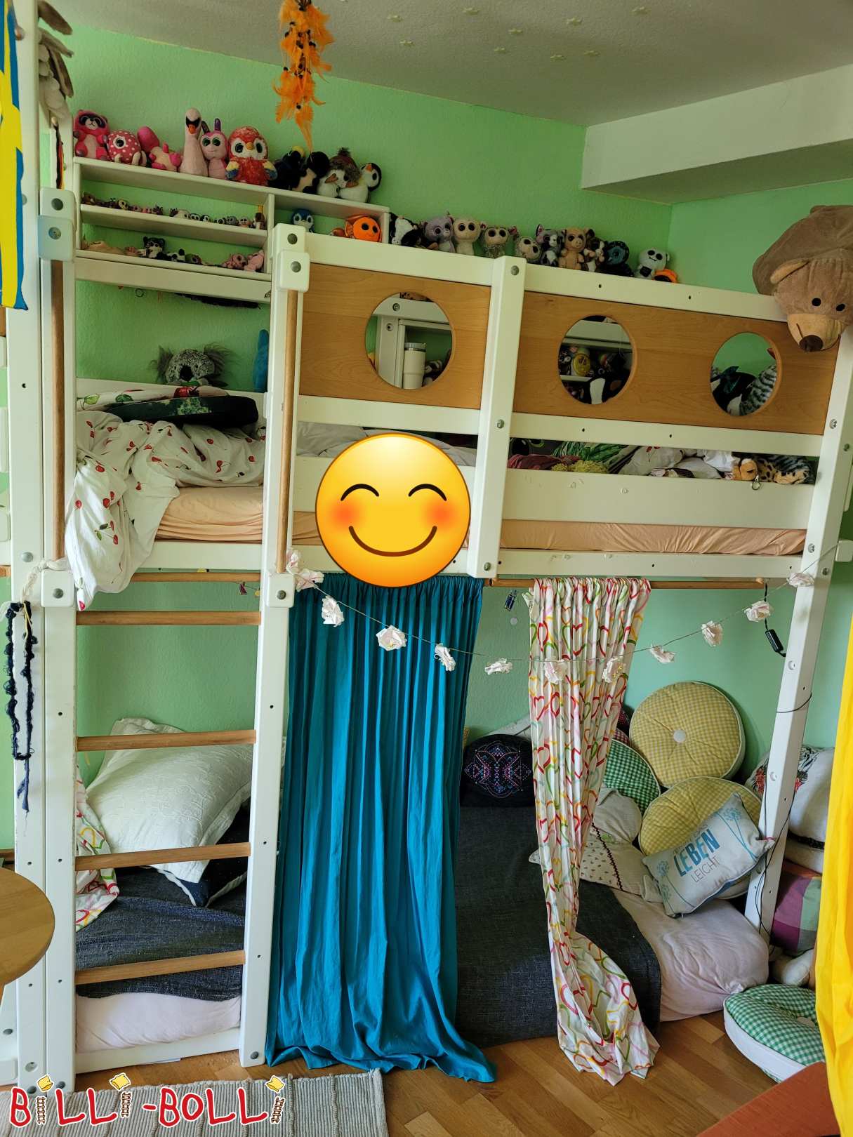 Pustolovska postelja Billi Bolli s plezalno vrvjo in gugalnico (Category: Podstrešna postelja, ki raste z otrokom used)