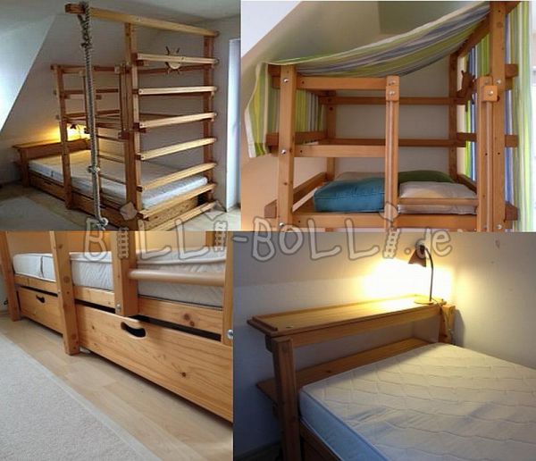 Poševna strešna postelja Billi-Bolli 90 cm x 200 cm (Kategorija: Uporabljena otroška posteljica)