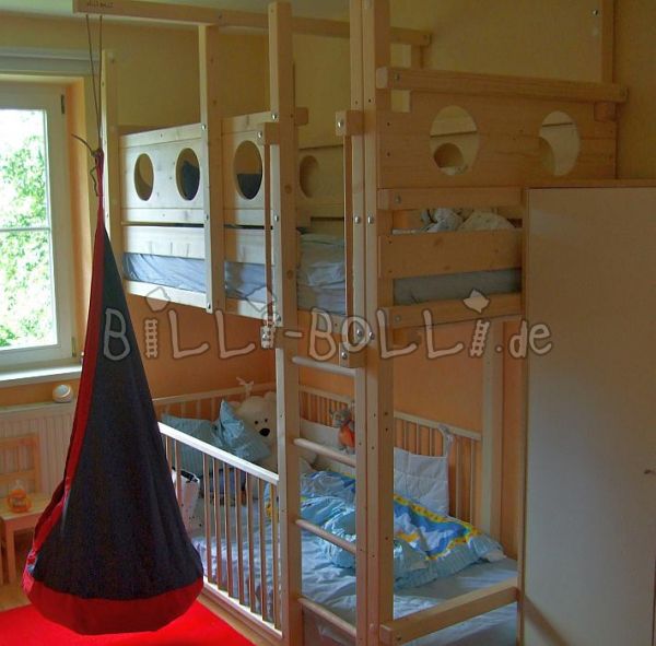 سرير بطابقين Billi-Bolli ، شجرة التنوب غير المعالجة (باب: سرير علوي مستعمل)