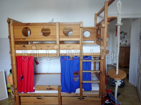 Billi-Bolli Etagebett Hunneg-faarweg Pinien Ueleg 90/200 (Kategorie: Loft Bett néideg)