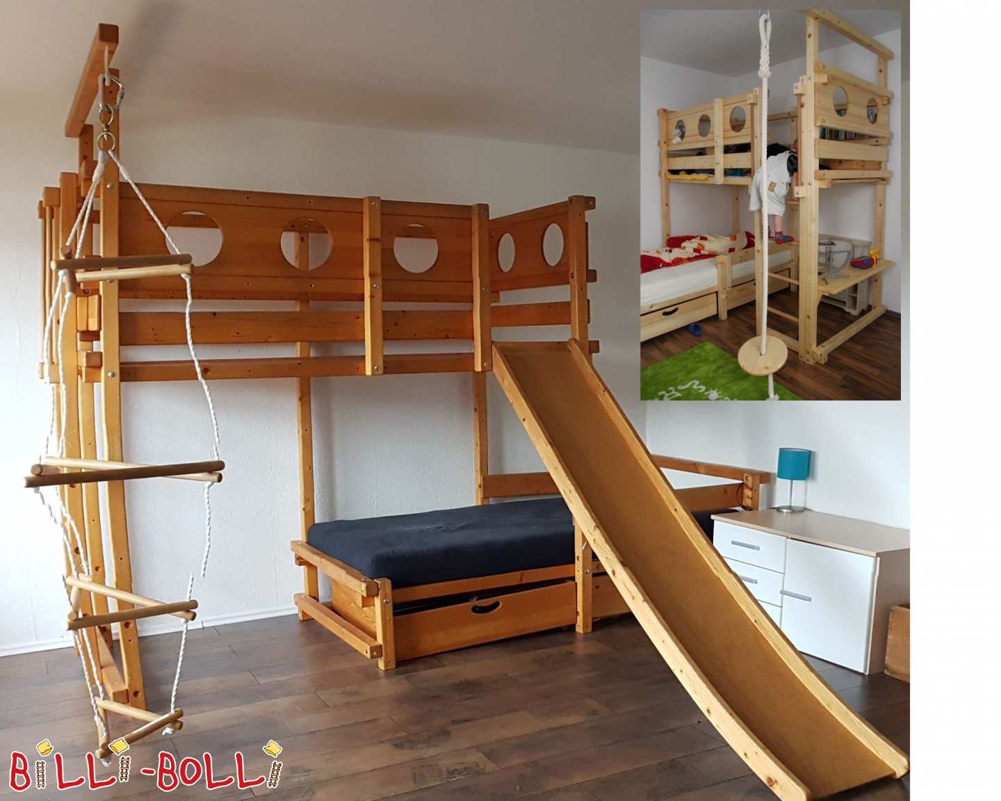 Billi Bolli bunk bed over-corner or laterally offset with slide (Category: Bunk Bed Laterally Staggered pre-owned)