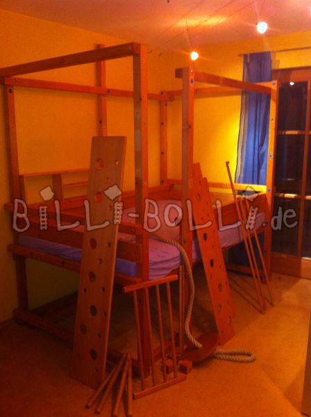 Letto a soppalco Billi-Bolli 120 x 200 cm, abete oliato (Categoria: letto a soppalco usato)