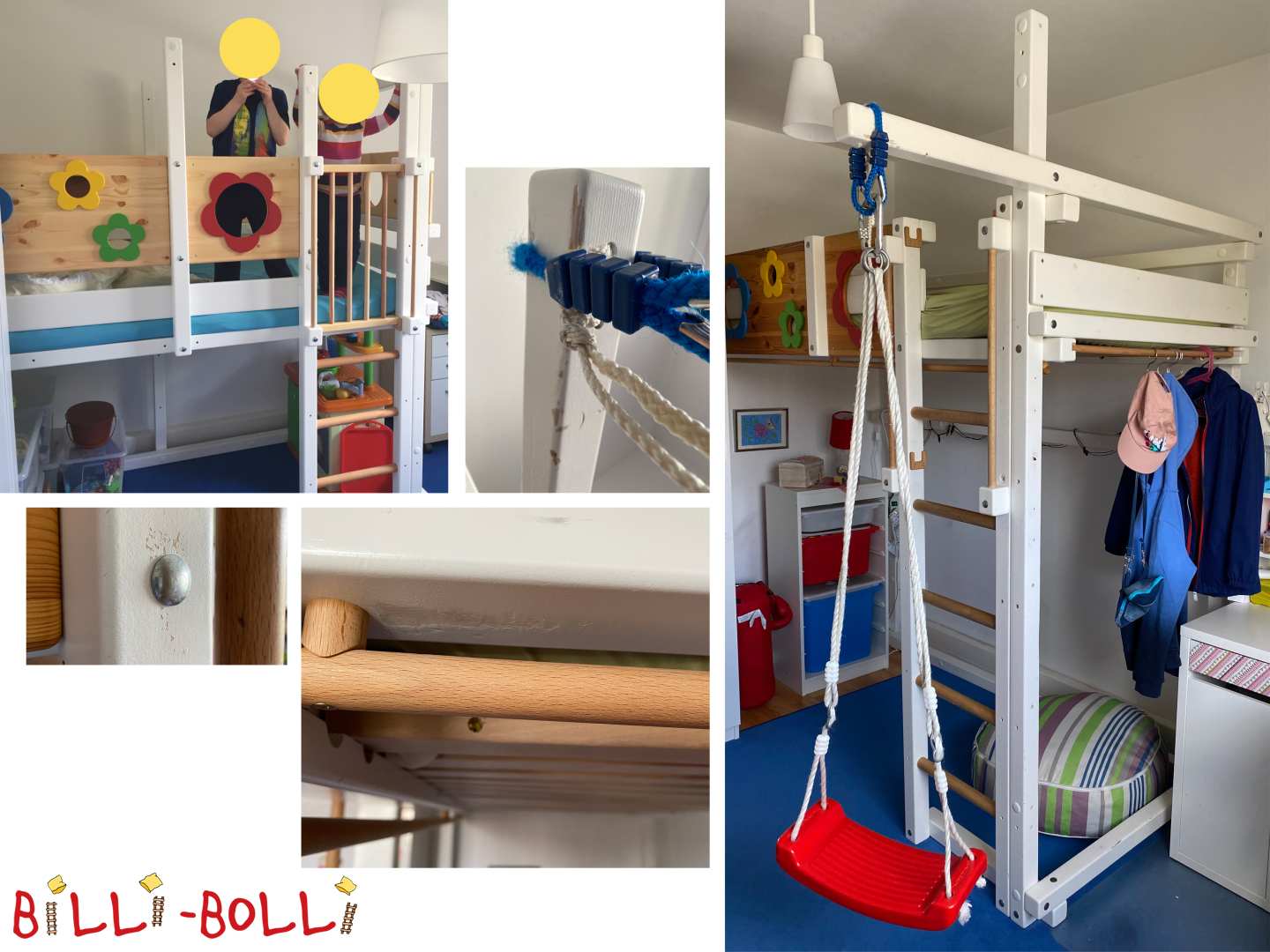 Llit alt Billi-Bolli, 90 x 200 cm, pi, blanc (Categoria: El llit altell creix amb tu usat)