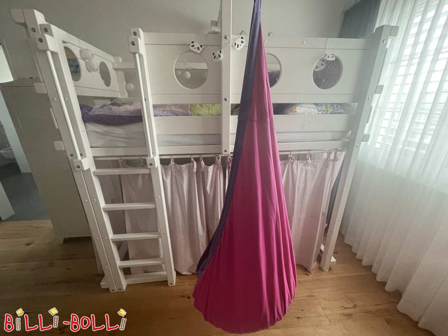 Billi-Bolli goi-ohea, 90x200cm, zuriz margotuta (Kategoria: Loft ohea zurekin hazten da beharrezkoa)