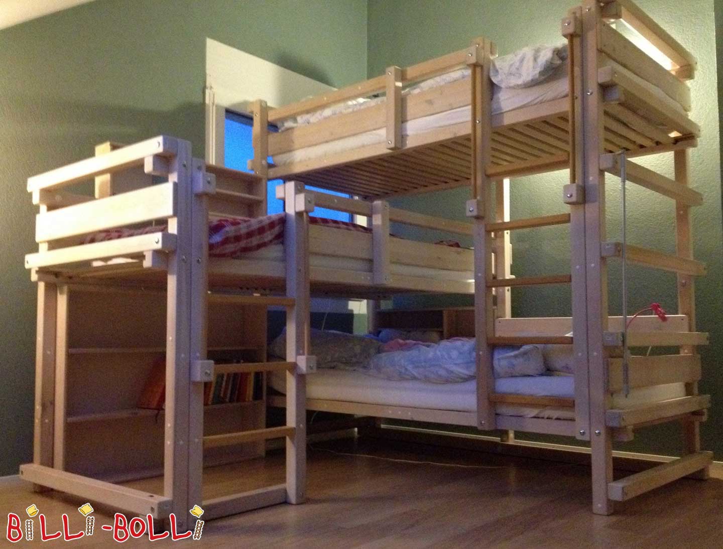 Kasur triple, 90 x 200 cm, kayu pinus kaca putih (Babagan: Furnitur anak bekas)