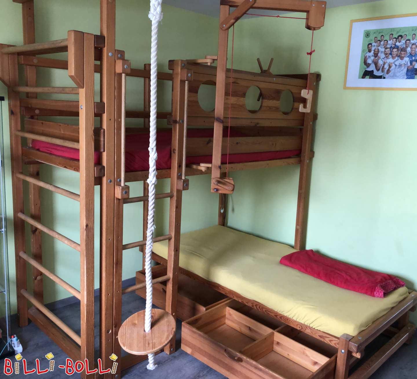 Emeletes ágy a sarokban 90x200 cm, olajozott-viaszolt fenyő (Kategória: Emeletes ágy a sarokban használt)