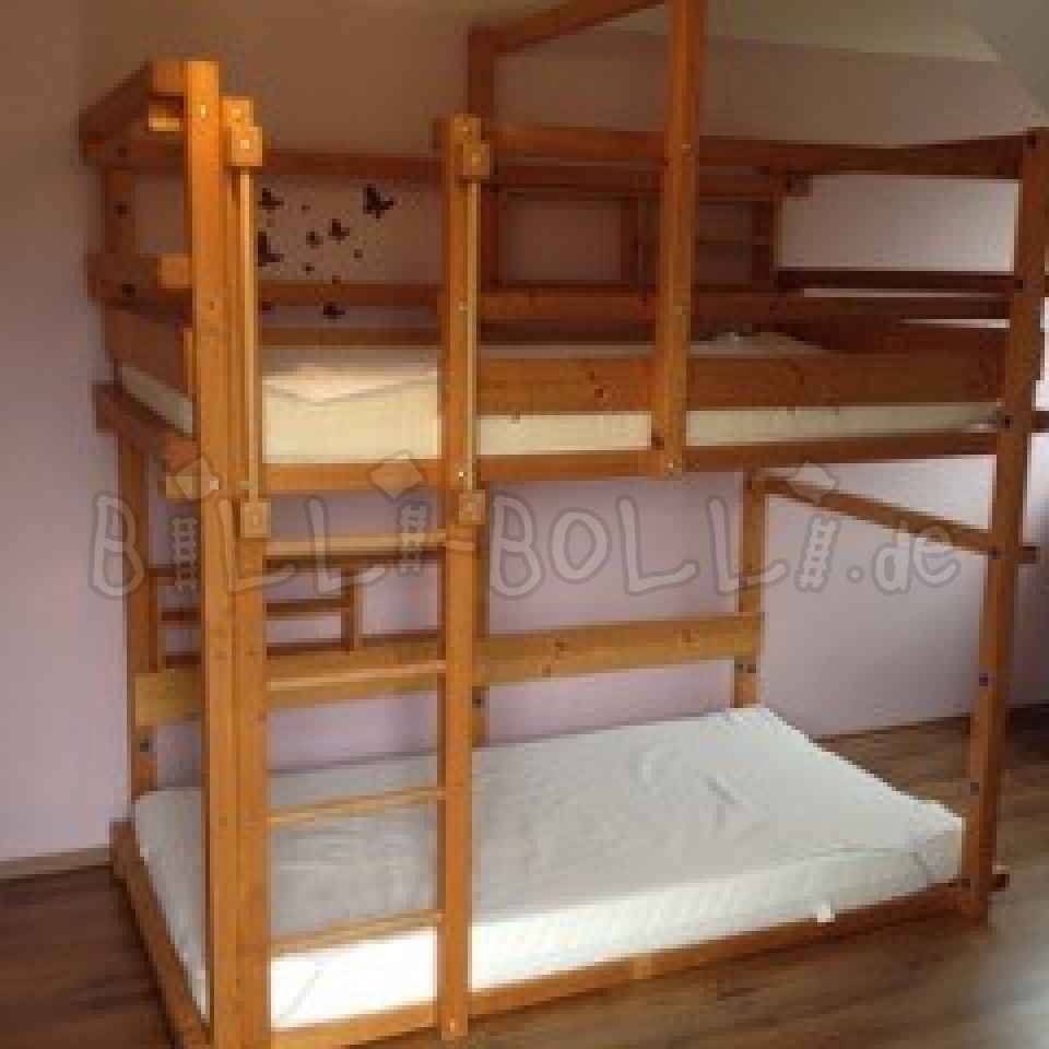 Poschodová posteľ 100 x 200 cm, olejovaná/voskovaná borovica (Kategória: Poschodová posteľ použitá)