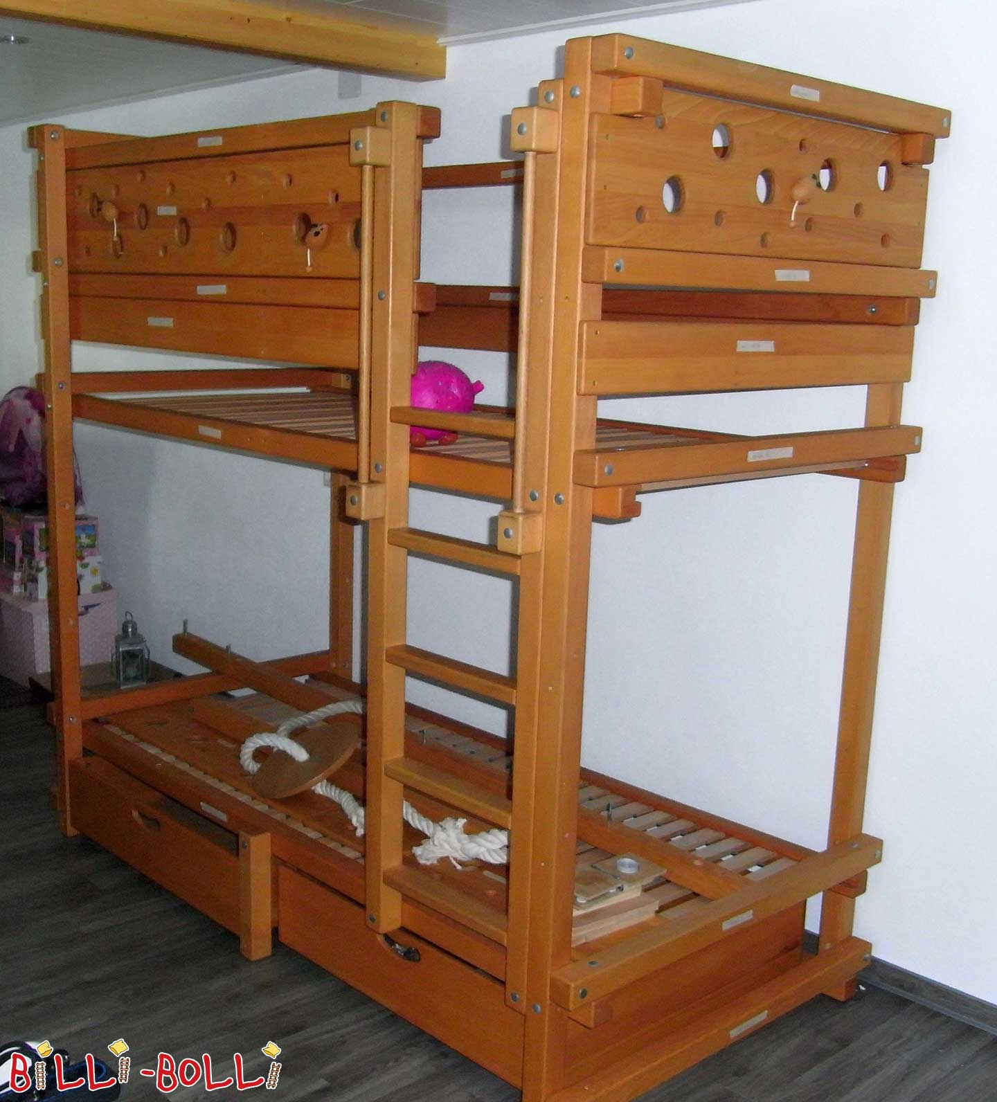 Krevet na kat, 90 x 200 cm, bukva nauljena voskom (Kategorija: Korišteni krevet na kat)