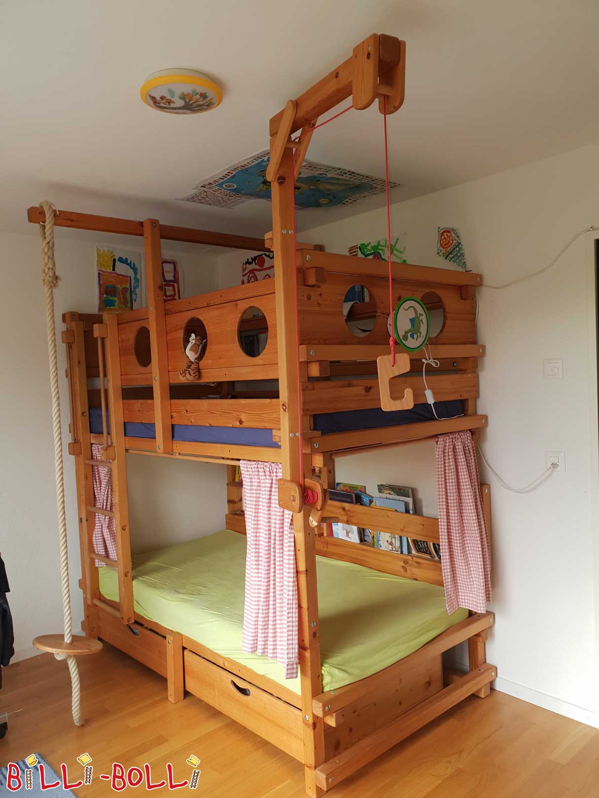 Bunk bed – spruce - with accessories (Category: second hand loft bed)