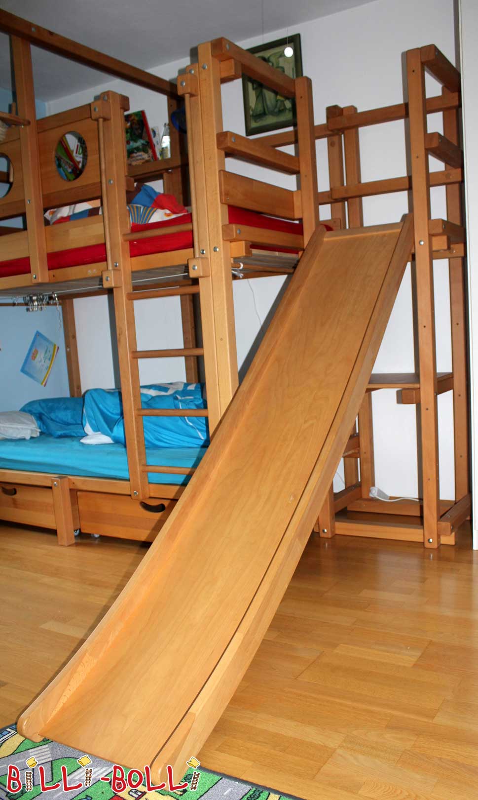 Bunk bed, 100 x 200 cm, oiled-waxed beech (Category: second hand bunk bed)