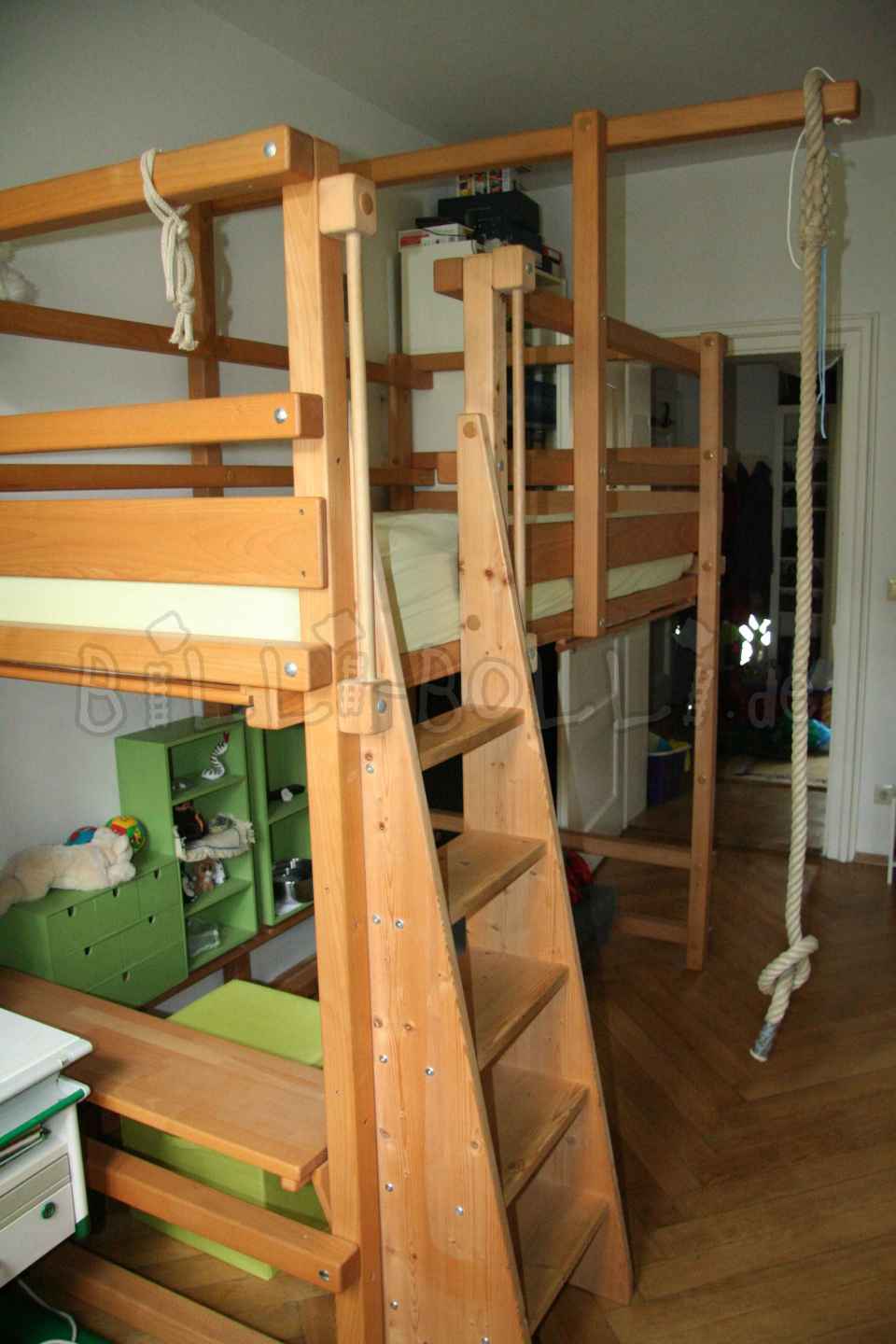 Bunk bed 100 x 200 cm, oiled beech (Category: second hand bunk bed)