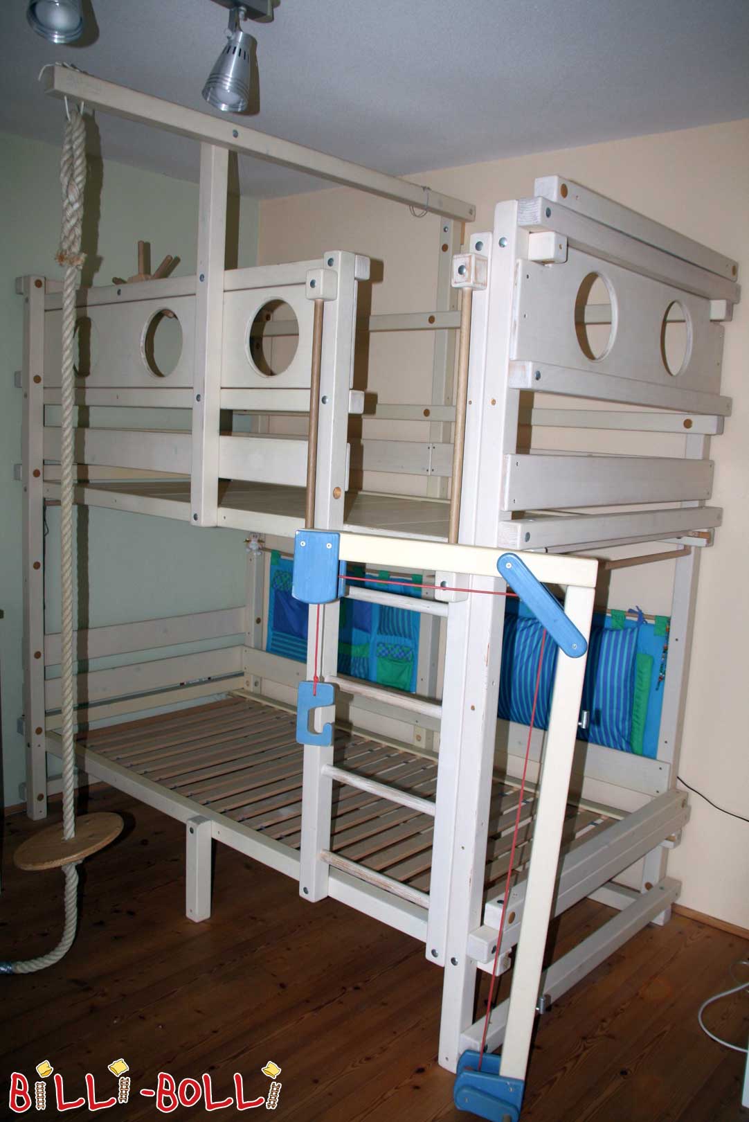 Dviaukštė lova, 100 x 200 cm, balta eglė (Kategorija: Naudojama dviaukštė lova)