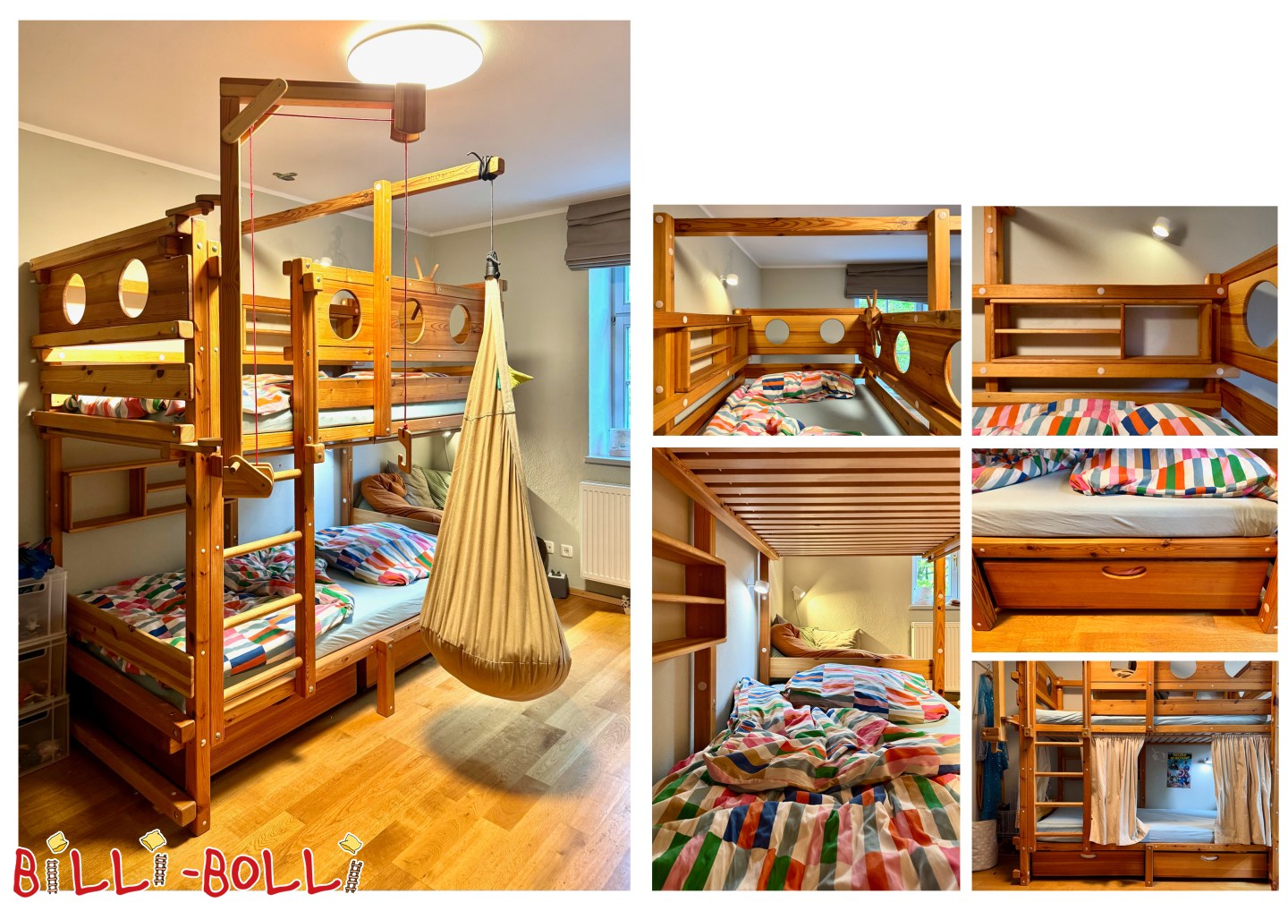 Reklamm 5791: Etagenbett (100 x 200 cm) mat engem Kran, engem hängenden Bau, engem Lenkrad an Späicherkëschten ënner dem Bett Etagenbett (100 x 200 cm) mat engem Kran, engem hängenden Bau, engem Lenkrad an Späicherkëschten ënner dem Bett (Kategorie: gebrauchte Etagenbetten)