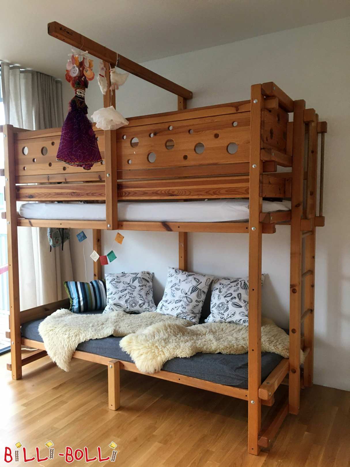 Двухъярусная кровать 100 x 200 из сосны, смазанной маслом Мюнхен (Категория: Используемая кровать-чердак)