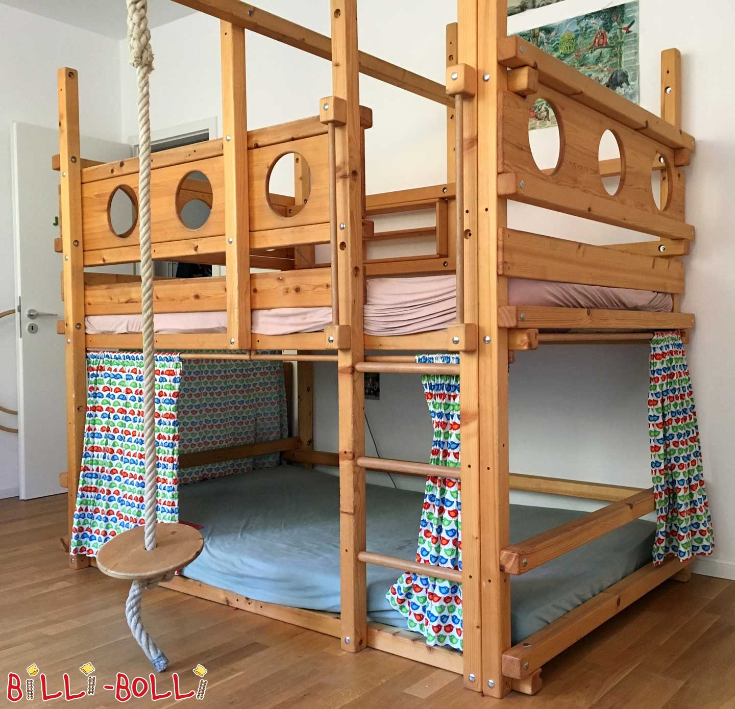 Divstāvu gulta, 120 x 200 cm, eļļoti vaskota egle (Kategorija: Izmantota divstāvu gulta)