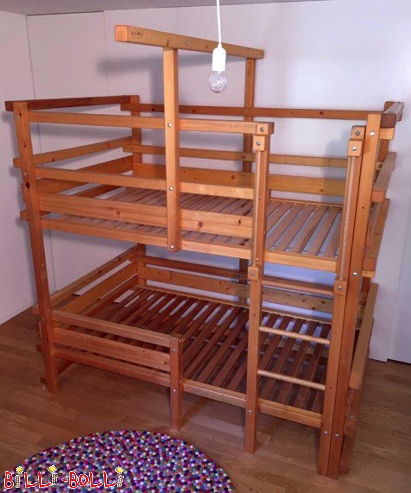 Bunk bed, 120 x 200 cm, oiled-waxed spruce (Category: second hand loft bed)